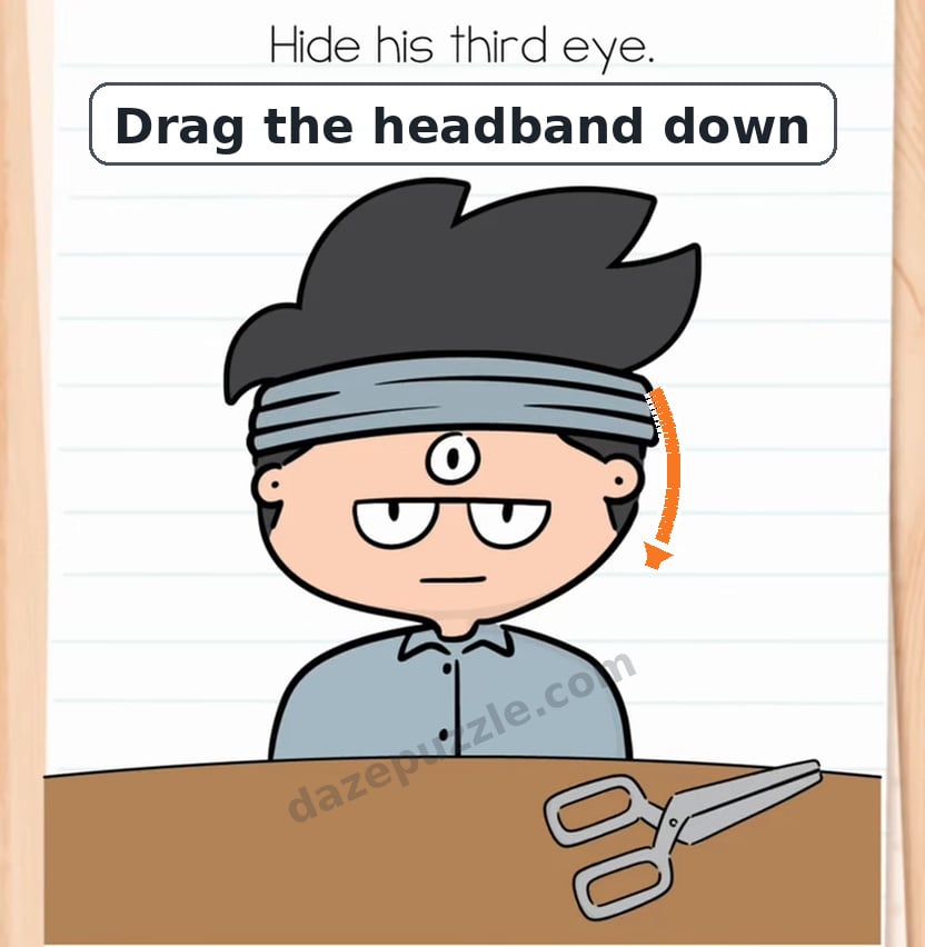 Brain Test Level 563 first step dragging the headband down