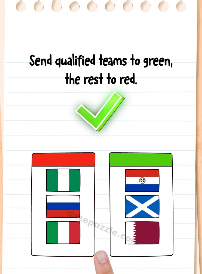 Brain Test Level 566 answer showing the correctly sorted teams and green success check