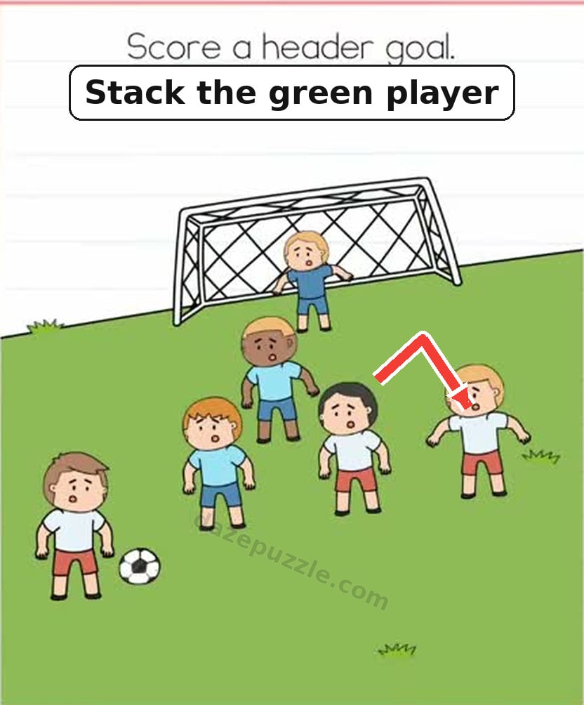 Brain Test Level 568 hint showing the upper-right player moved onto the player below