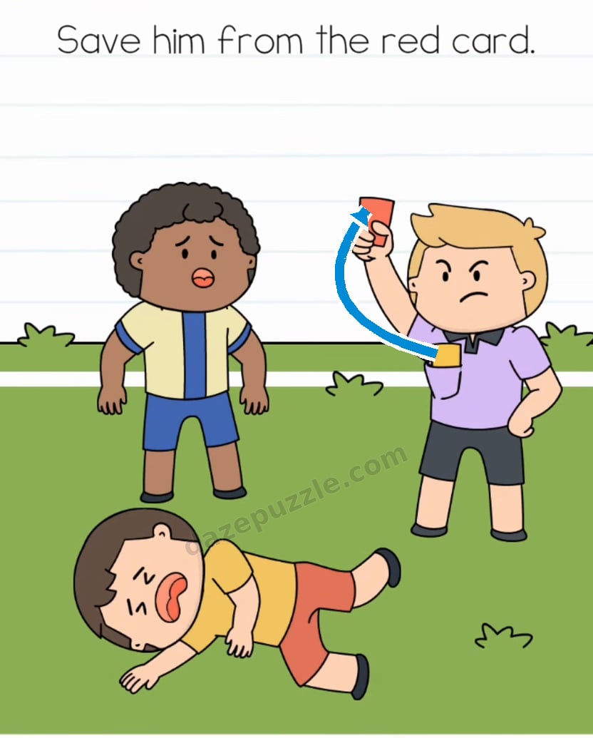 Brain Test Level 570 hint showing the yellow pocket card moved onto the raised red card