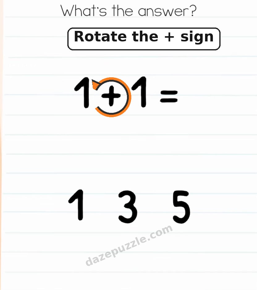 Brain Test Level 572 hint showing how to rotate the plus sign