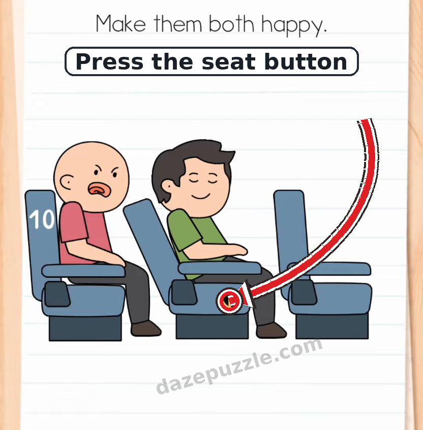 Brain Test Level 573 first step pointing to the middle seat adjustment button