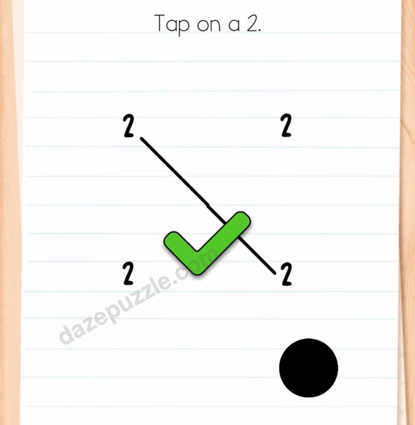 Brain Test Level 575 solved with four 2s and the authentic green check