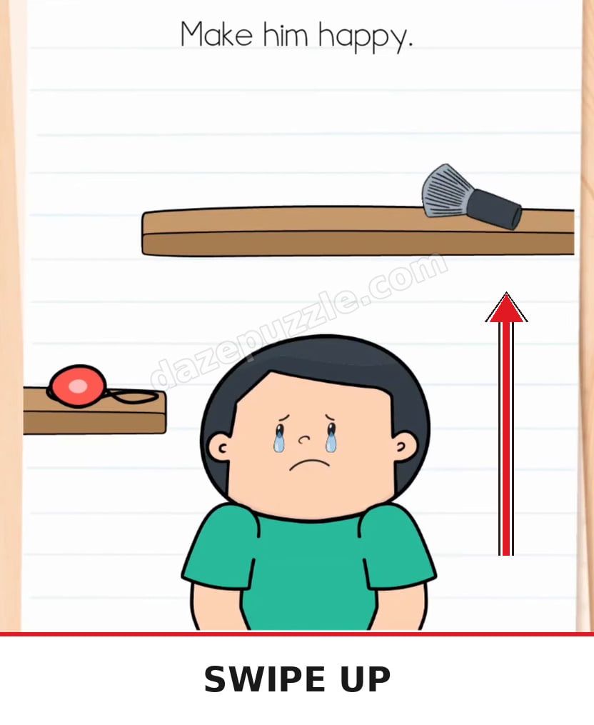 Brain Test Level 577 upward swipe reveals what the crying boy is holding