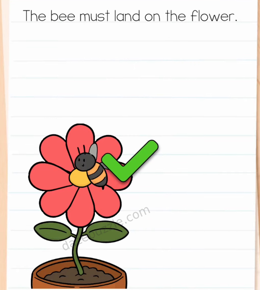 Brain Test Level 578 solved after the bee lands on the flower with the authentic green check