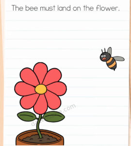 Brain Test Level 578 initial puzzle with a bee beside a pink flower