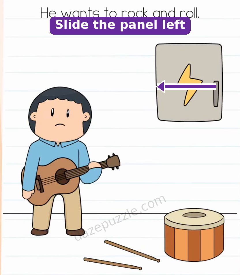 Brain Test Level 579 answer step showing the electrical panel door sliding left