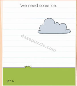 Brain Test Level 585 question showing a cloud above dry grass before any interaction