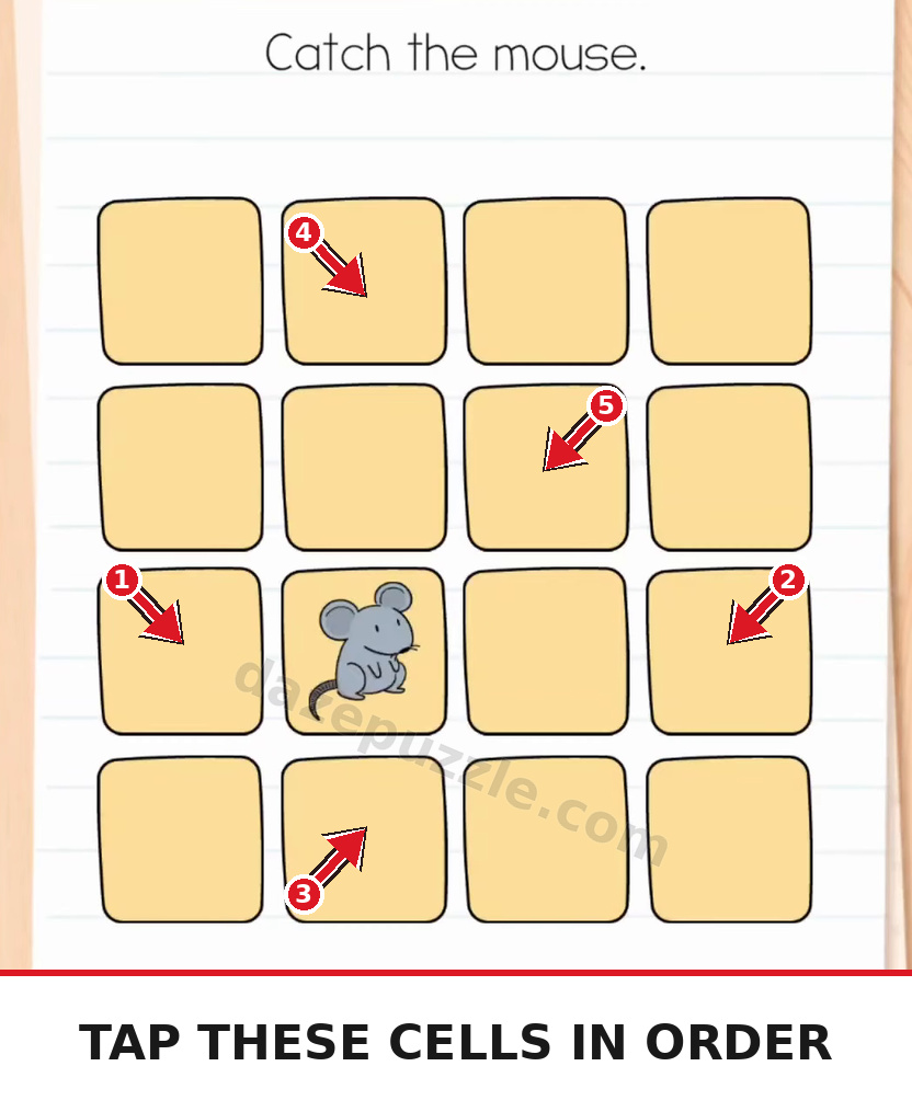 Brain Test Level 589 numbered arrows show the five board squares to tap in order